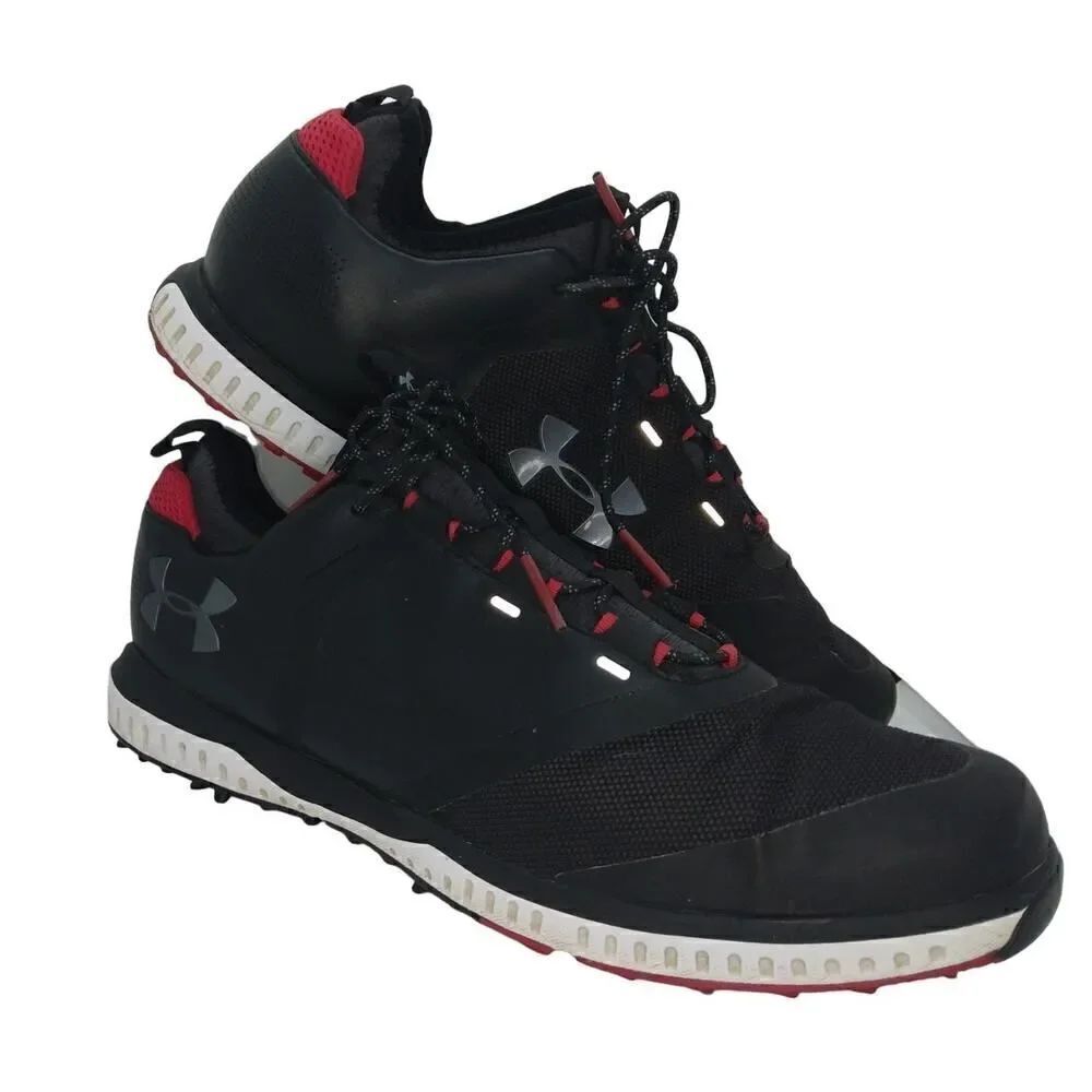 Under Armour Mens Pre-owned Black/Gray/Red Golf Shoes - sz. 12